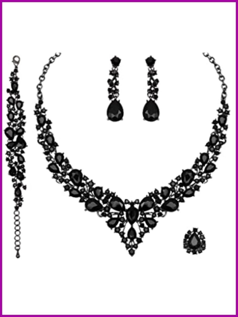 Austrian Crystal Jewelry Set for Wedding Prom Evening Gown Accessories 4-Piece